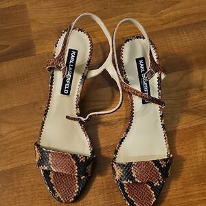 Karl Lagerfeld Women's Brown Snake Print Sandals